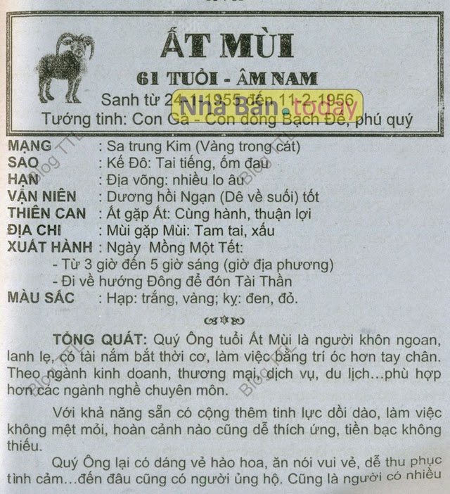 TỬ VI TUỔI ẤT MÙI 1955 NĂM 2015