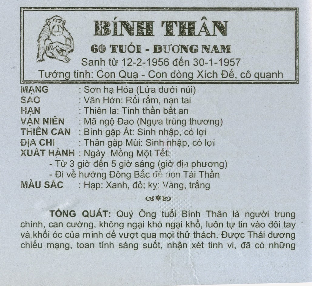 BÍNH THÂN 1956