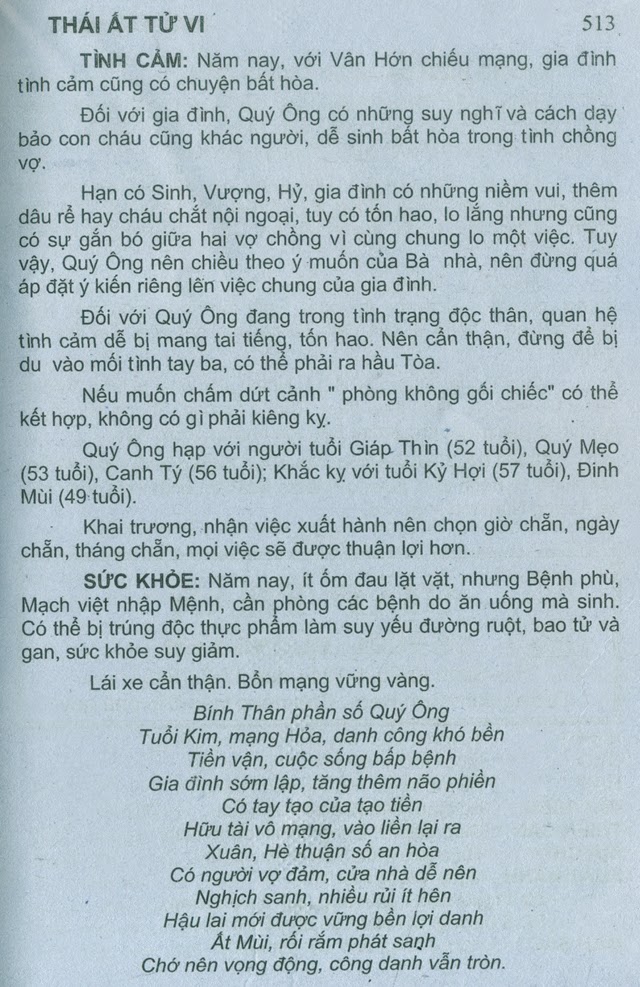 TỬ VI TUỔI BÍNH THÂN 1956