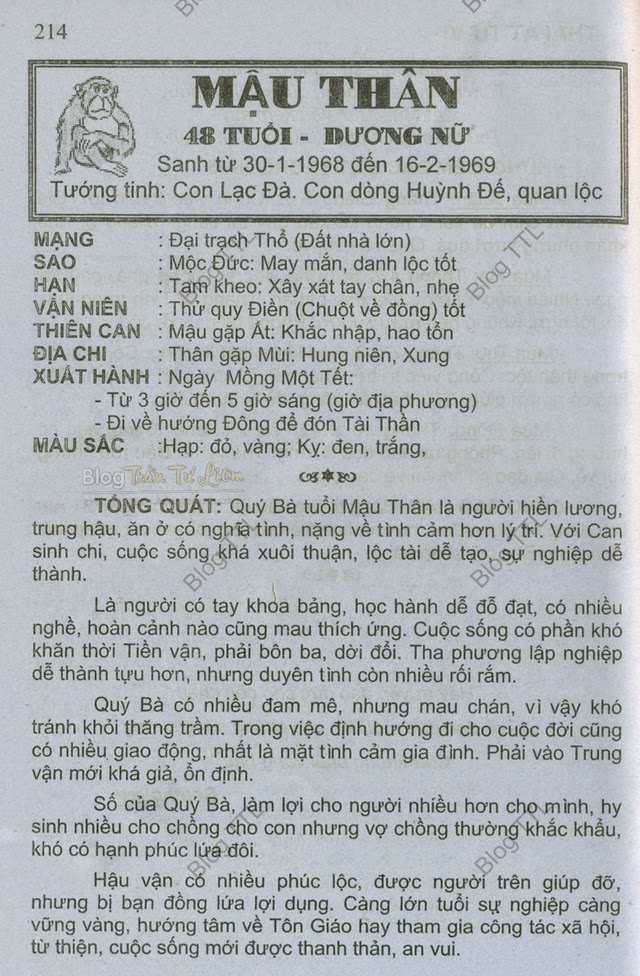 TỬ VI TUỔI MẬU THÂN 1968 NĂM 2015